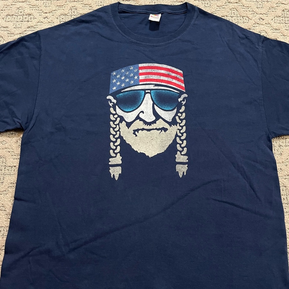 🎸 '22 Willie Nelson Music Unworn Headshot American Bandana Glasses Beard USA Tee